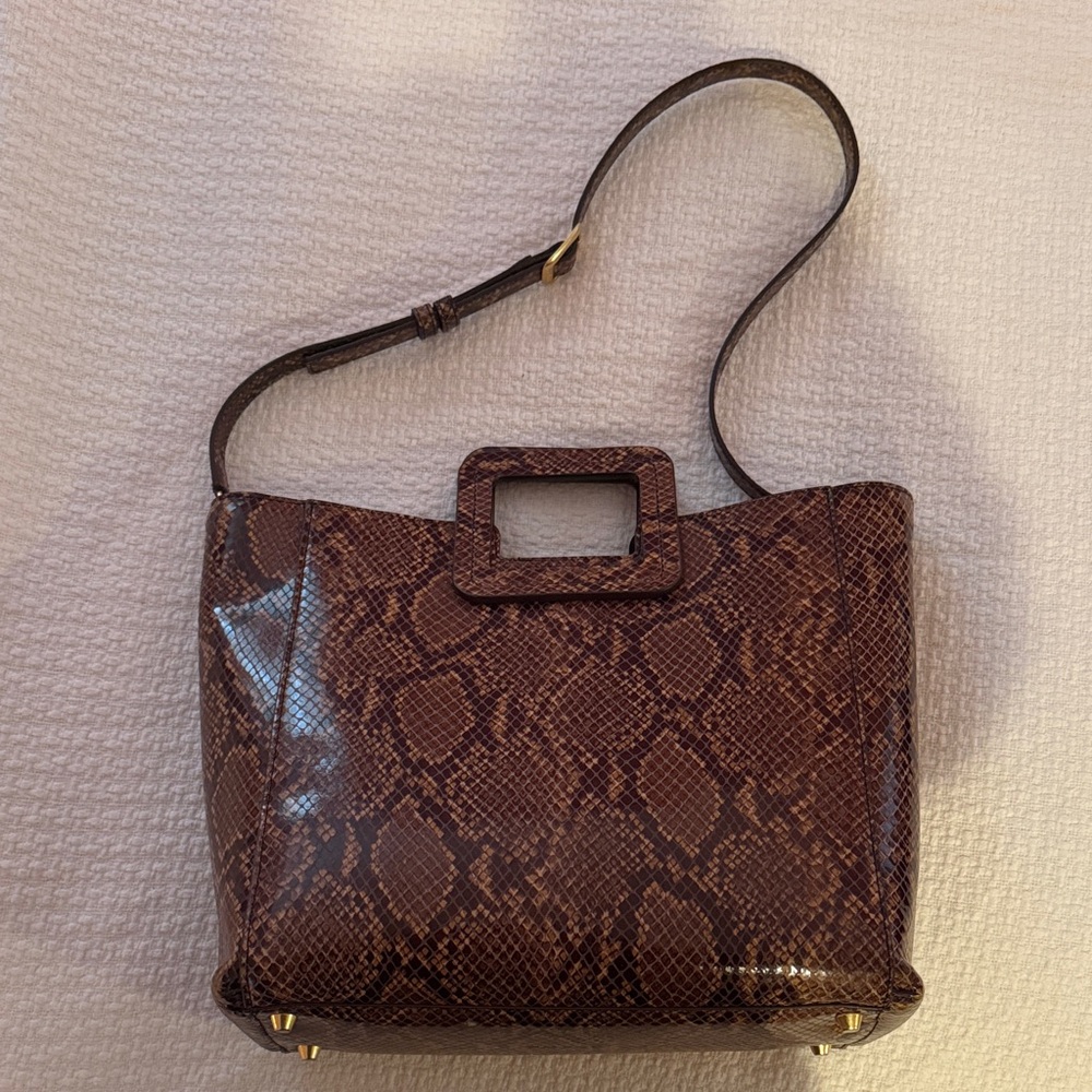 STAUD Brown Snake Embossed Leather Tote | Crossbody | NWOT